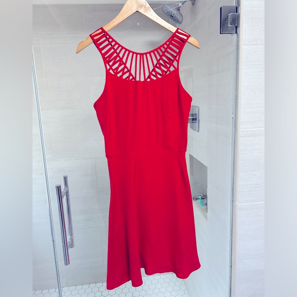 Parker red silk mini dress, size M